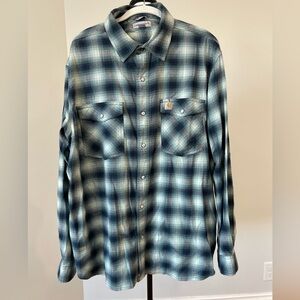 Carhartt size XL Relaxed Fit long sleeve plaid snap shirt outdoor western work